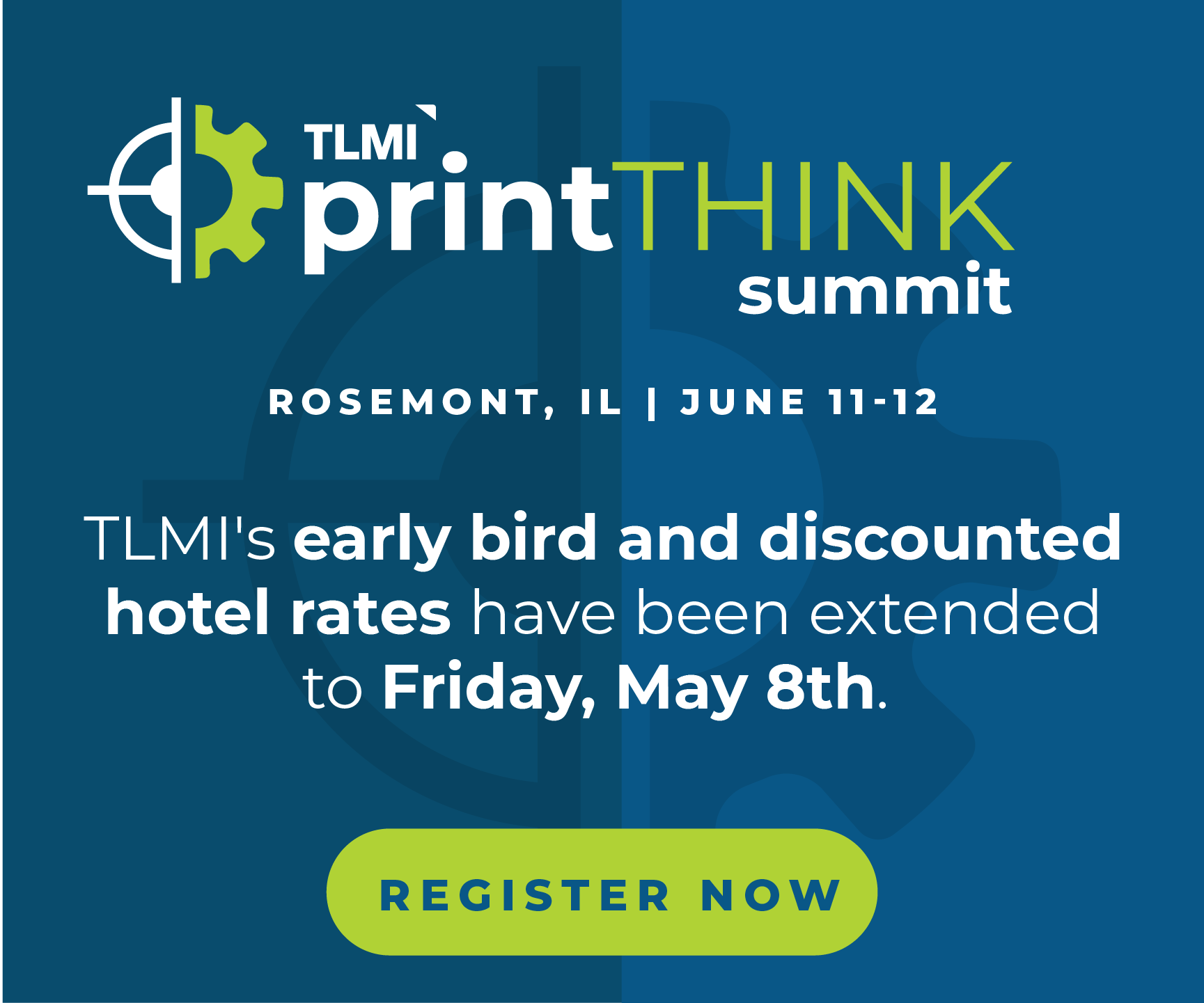 The early bird and discounted hotel rate for printTHINK Summit 2025 has been extended to May 8th.